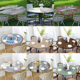 BOOWEATS wood-grain dining tablecloth adds warm style for indoor/outdoor use