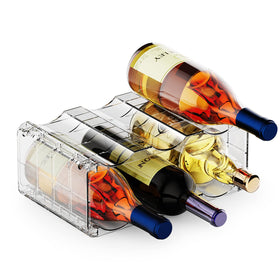 BOPai Clear Wine Rack in fridge holding six bottles for organized storage efficiency.