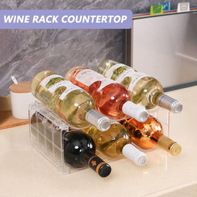 Durable thickened acrylic material provides sturdy support for six bottles.