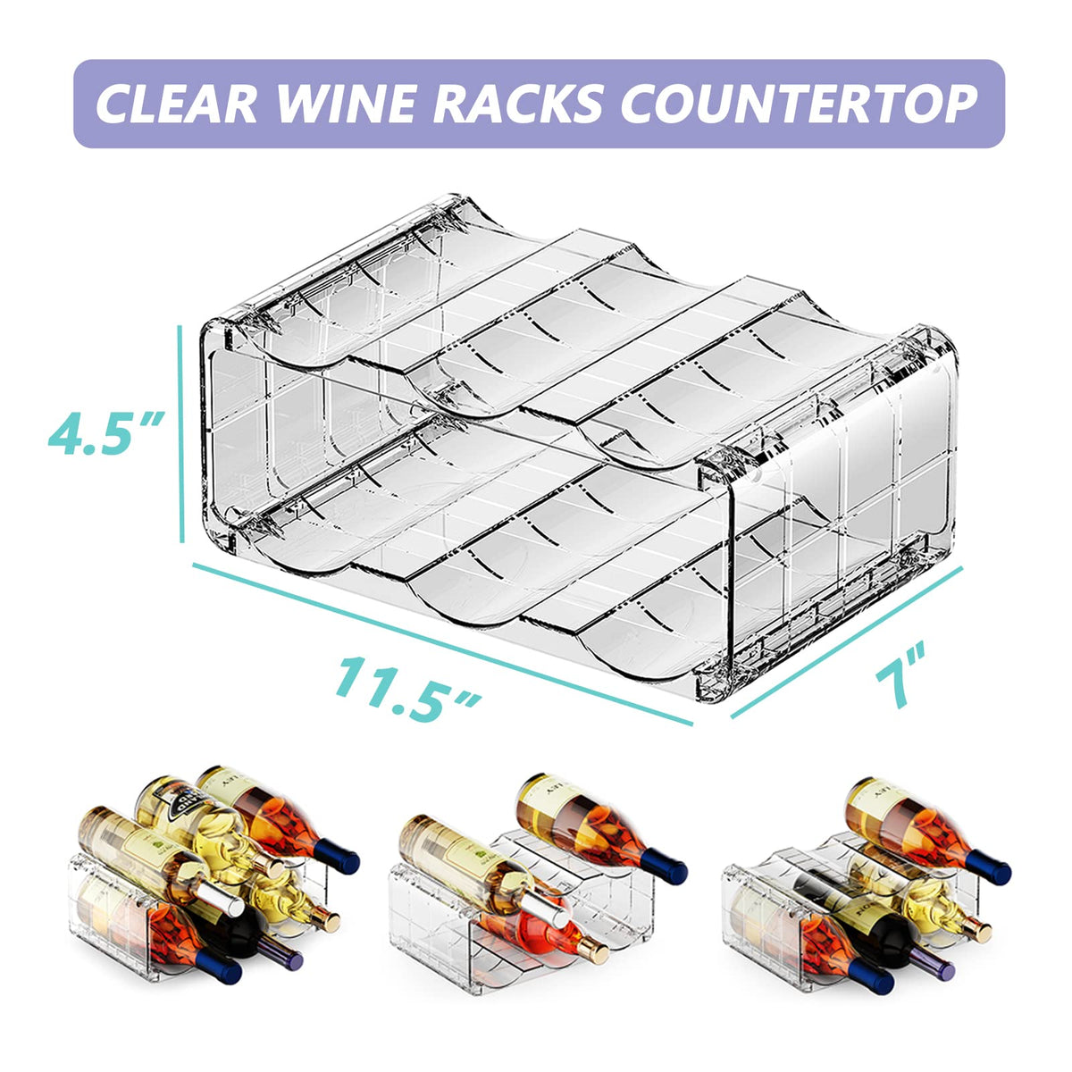 BOPai water bottle organizer in clear acrylic keeps beverages neatly accessible.