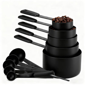 Bopei 10-piece measuring set with matte black titanium-plated finish for precise cooking