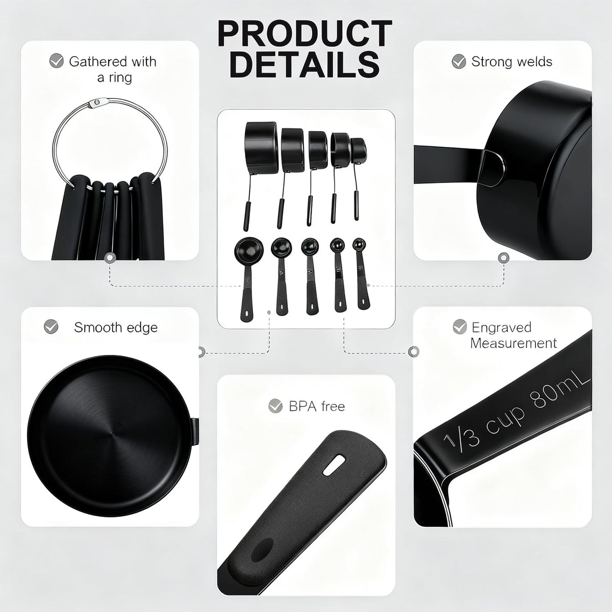 Bopei dishwasher-safe metal collection for quick cleanup