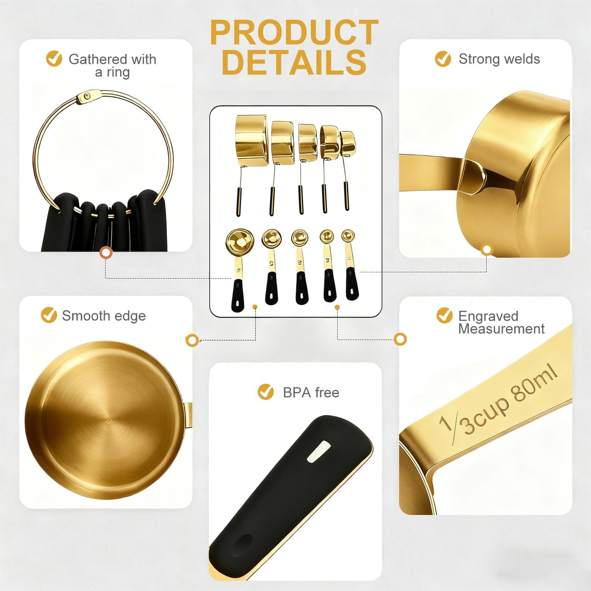 Engraved measurements on Bopei handles enable quick reads.