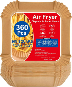 Boribim 9-inch air fryer liners inside a basket showing non-stick surface.