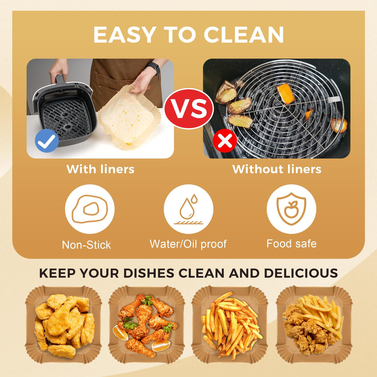 Boribim disposable liners fitting a 6-10 qt air fryer basket.