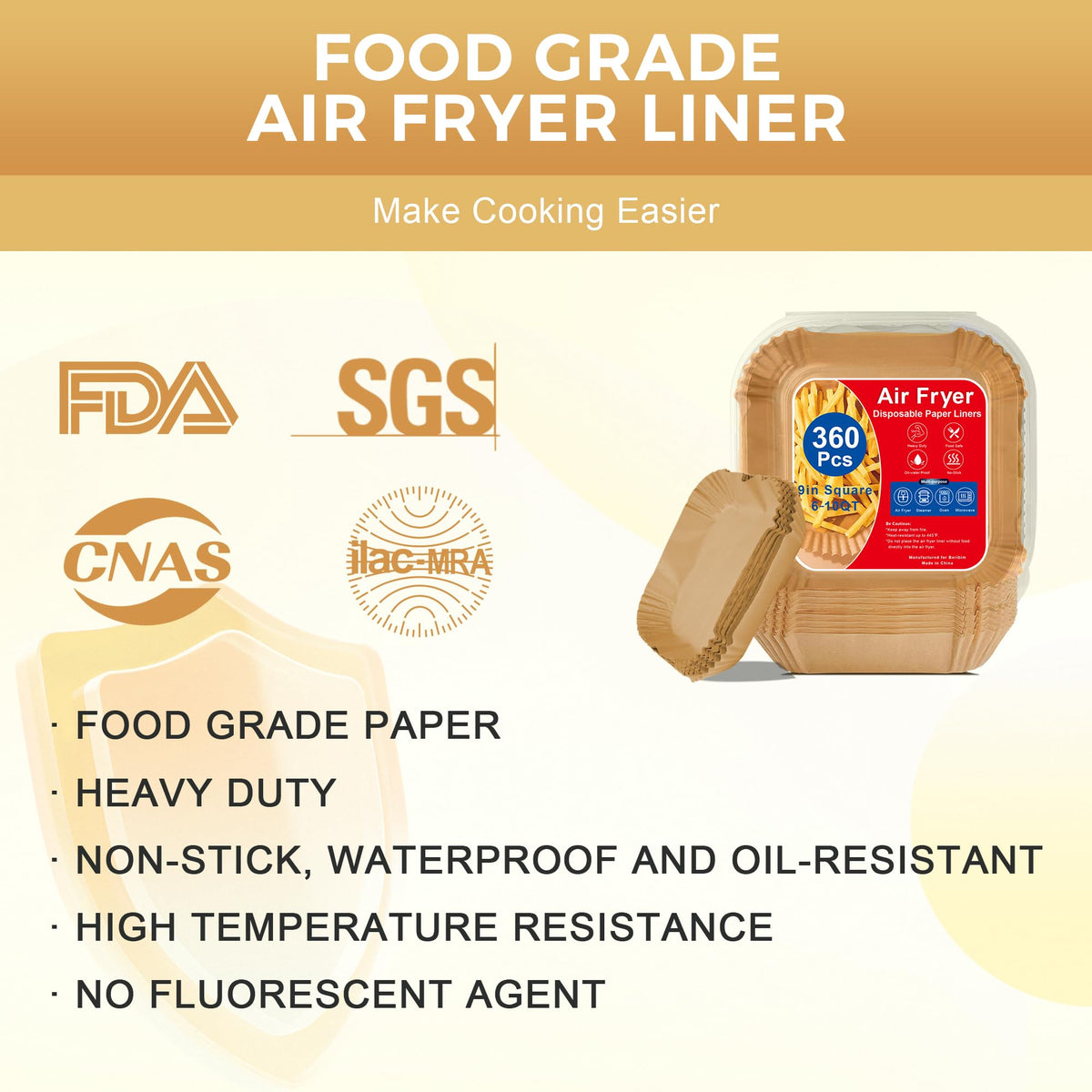 Boribim food-grade parchment paper liners in brown finish.