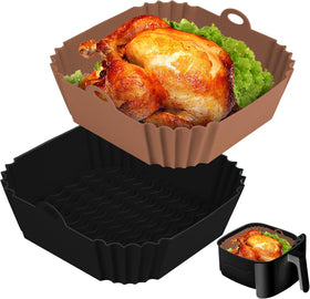 Boribim 8-inch square silicone air fryer liner, front view, designed for even, mess-free cooking