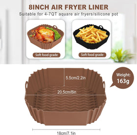 Boribim two-tone black and brown liners, reusable non-stick air fryer inserts