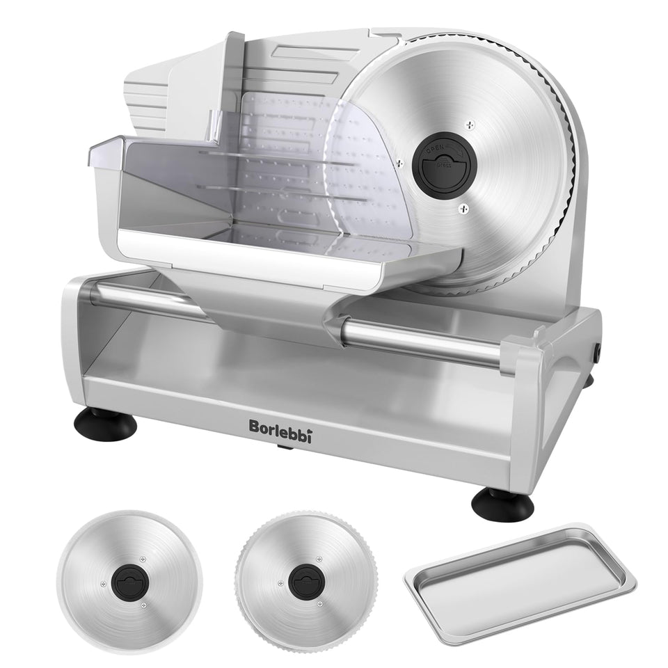 Borlebbi meat slicer with quiet 200W motor for home use
