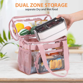 BORMELUN clear lunch bag adds a stylish work accessory.