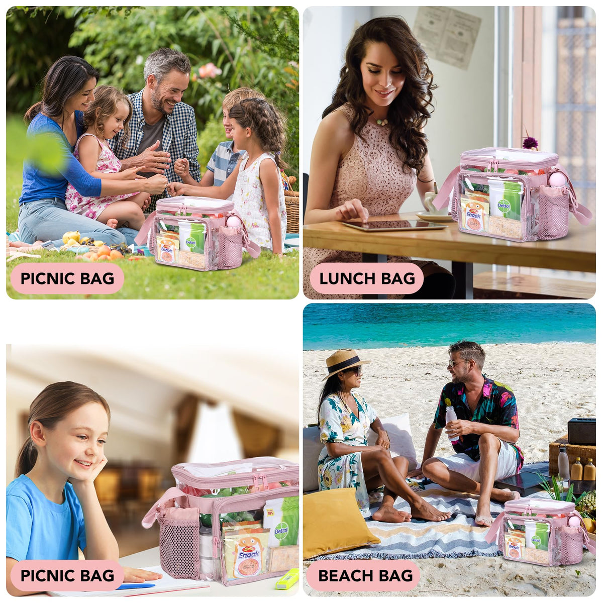 BORMELUN clear lunch bag suitable for school, work, gym, and outings.