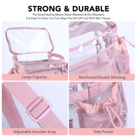 BORMELUN pink clear lunch box interior view emphasizes organized packing options.