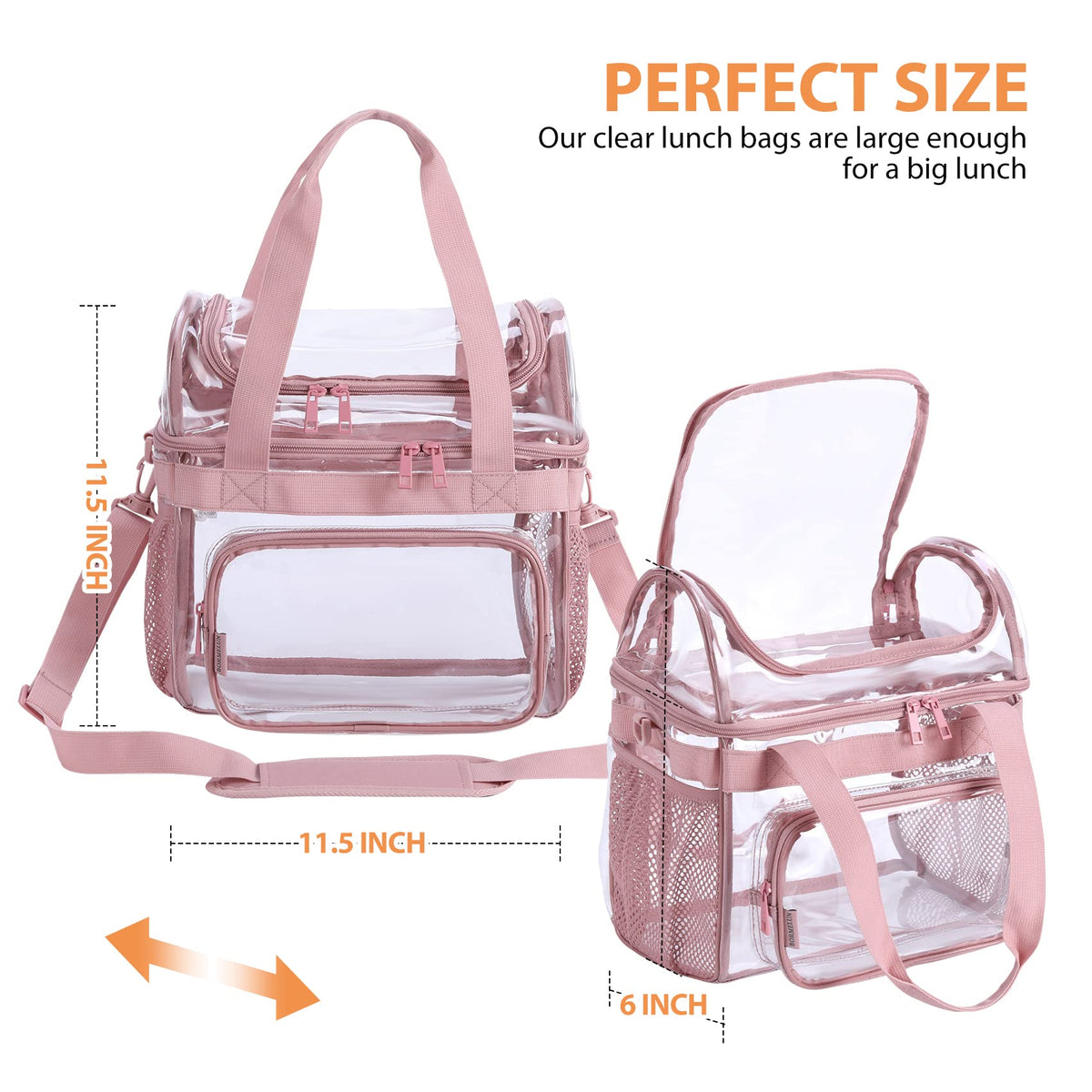 BORMELUN spacious lunch bag with 12x12x6 inches for daily meals.