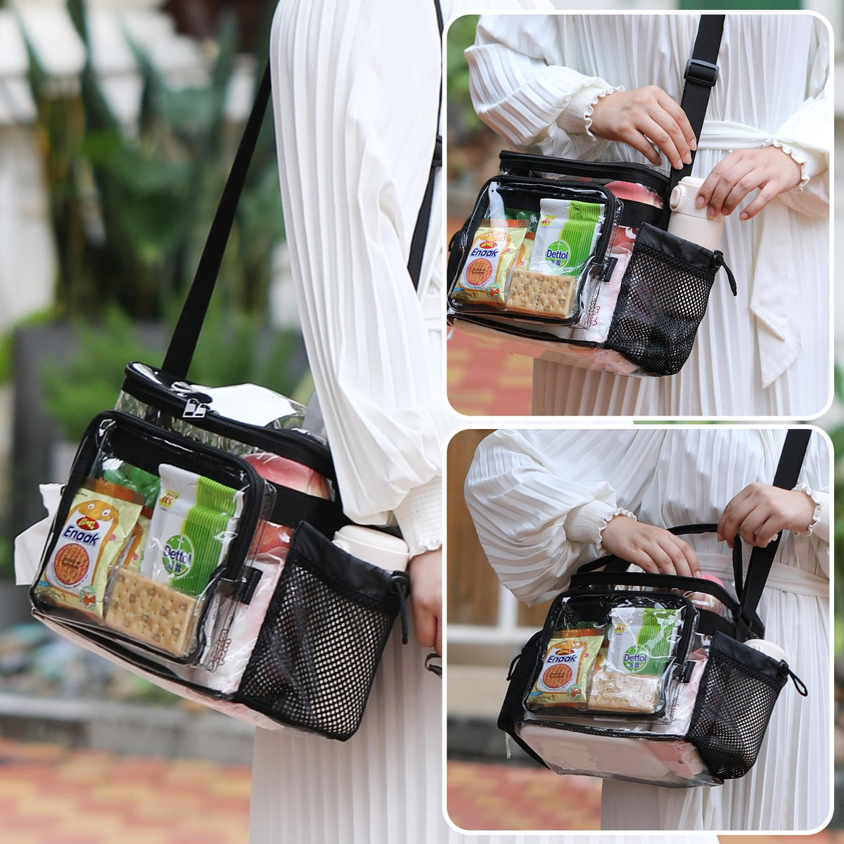 BORMELUN Stadium Approved Clear Lunch Bag black color for professional look