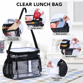 BORMELUN Stadium Approved Clear Lunch Bag front pocket for utensils and napkins