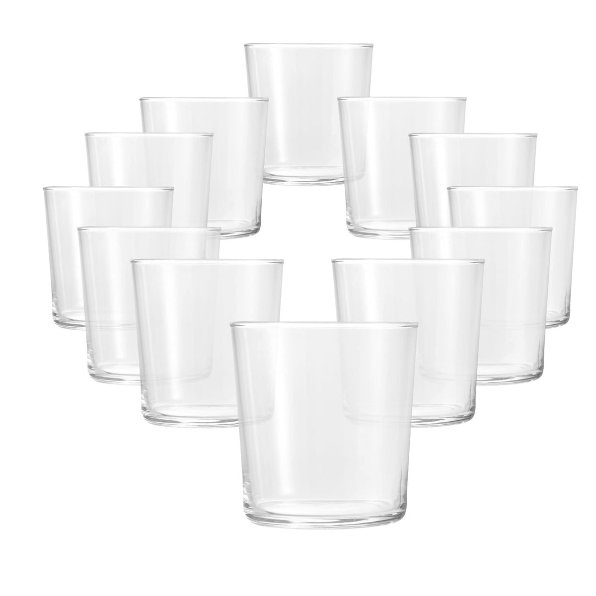 Bormioli Rocco Bodega 12oz tumbler base close-up showing sturdy construction for daily use.
