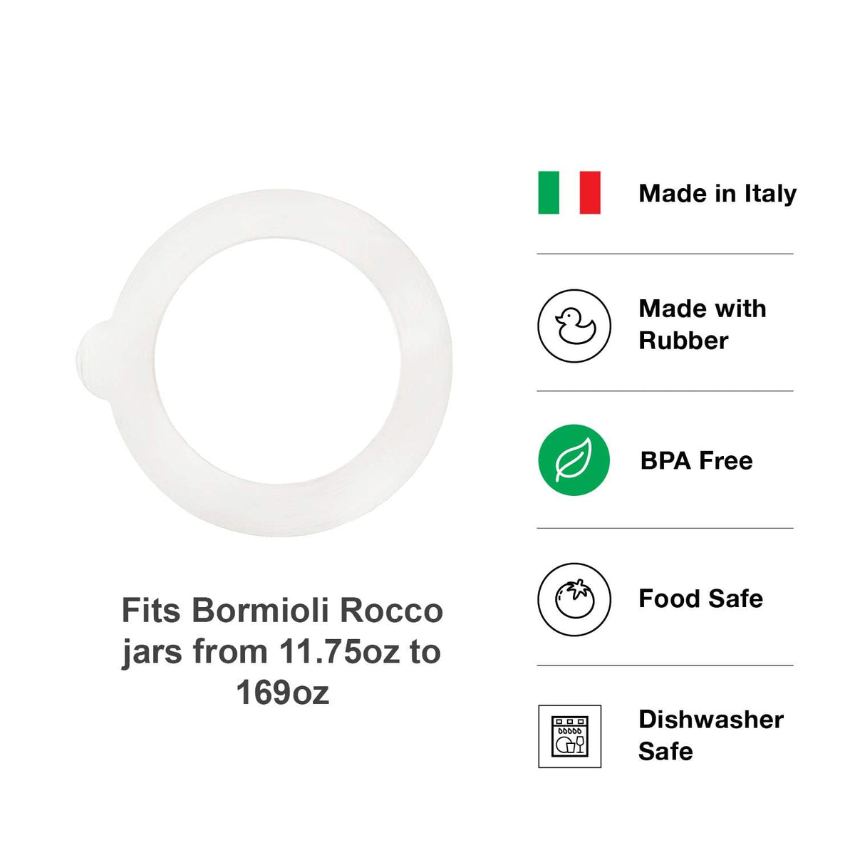 Bormioli Rocco 3.5-inch Fido jar gaskets, durable and flexible for long-lasting seals.