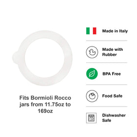 Bormioli Rocco 3.5-inch Fido jar gaskets, durable and flexible for long-lasting seals.