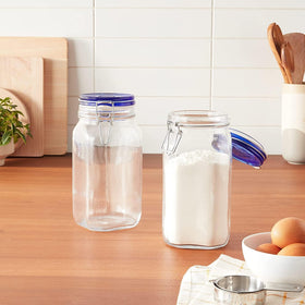 Pasta stored in the Fido jar, saving shelf space.