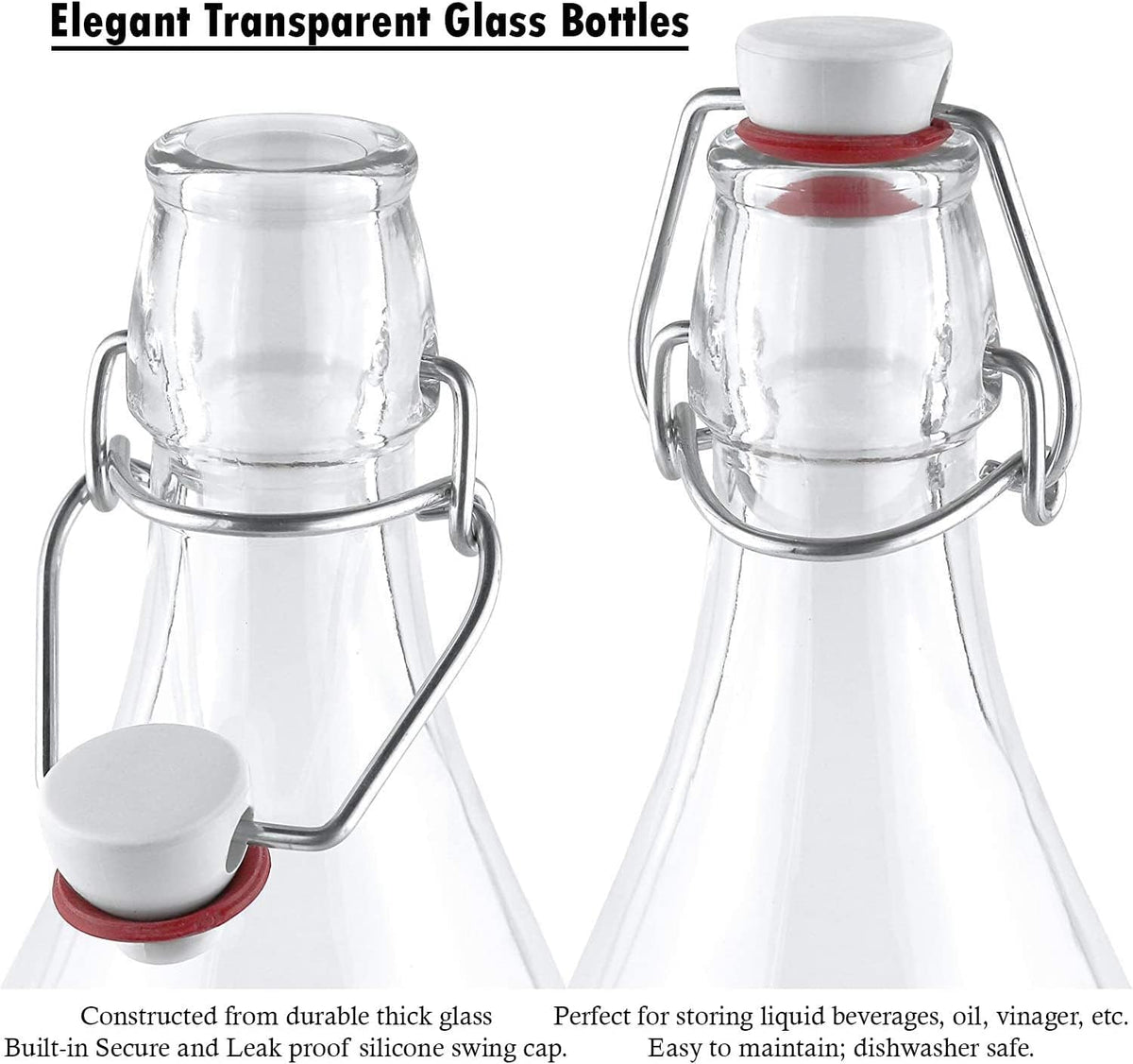 Gasket and swing cap on Giara bottle help preserve freshness.