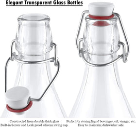 Gasket and swing cap on Giara bottle help preserve freshness.