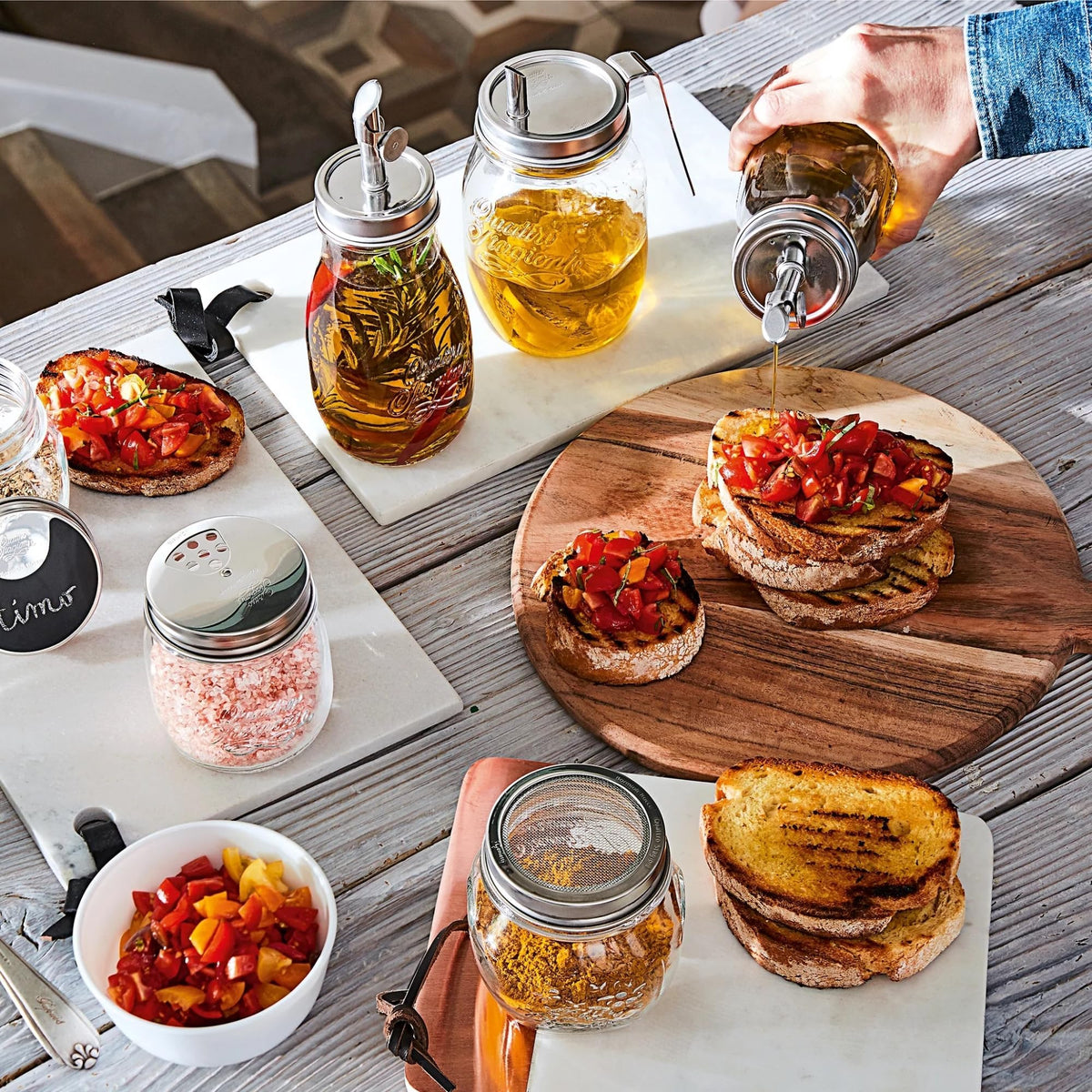 Bormioli Rocco Quattro Stagioni durable, thick glass keeps oils fresh and ready.