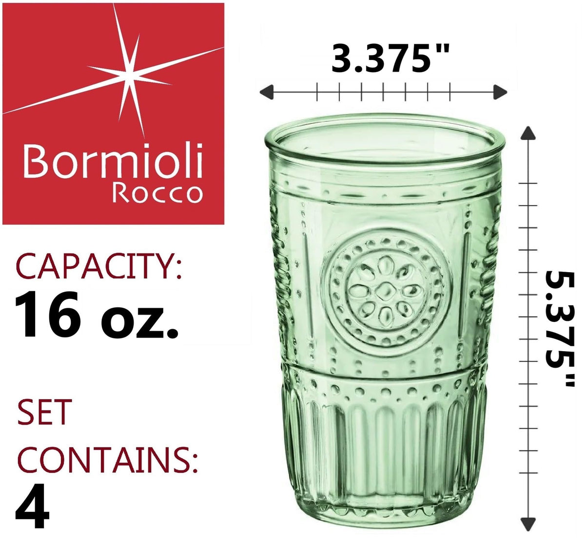 Close-up of the embossed floral pattern on Bormioli Rocco Romantic glass