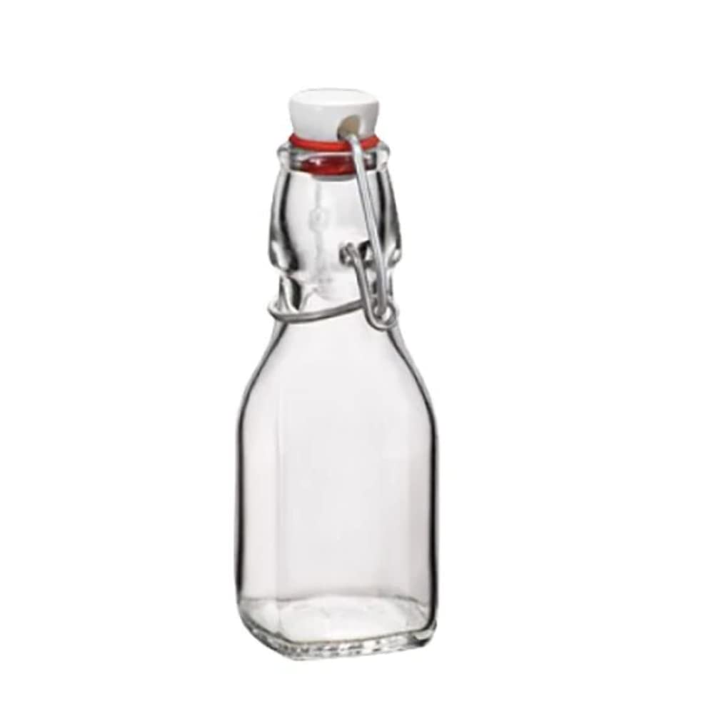 Bormioli Rocco Swing Bottle ready for pouring infused drinks with airtight seal.