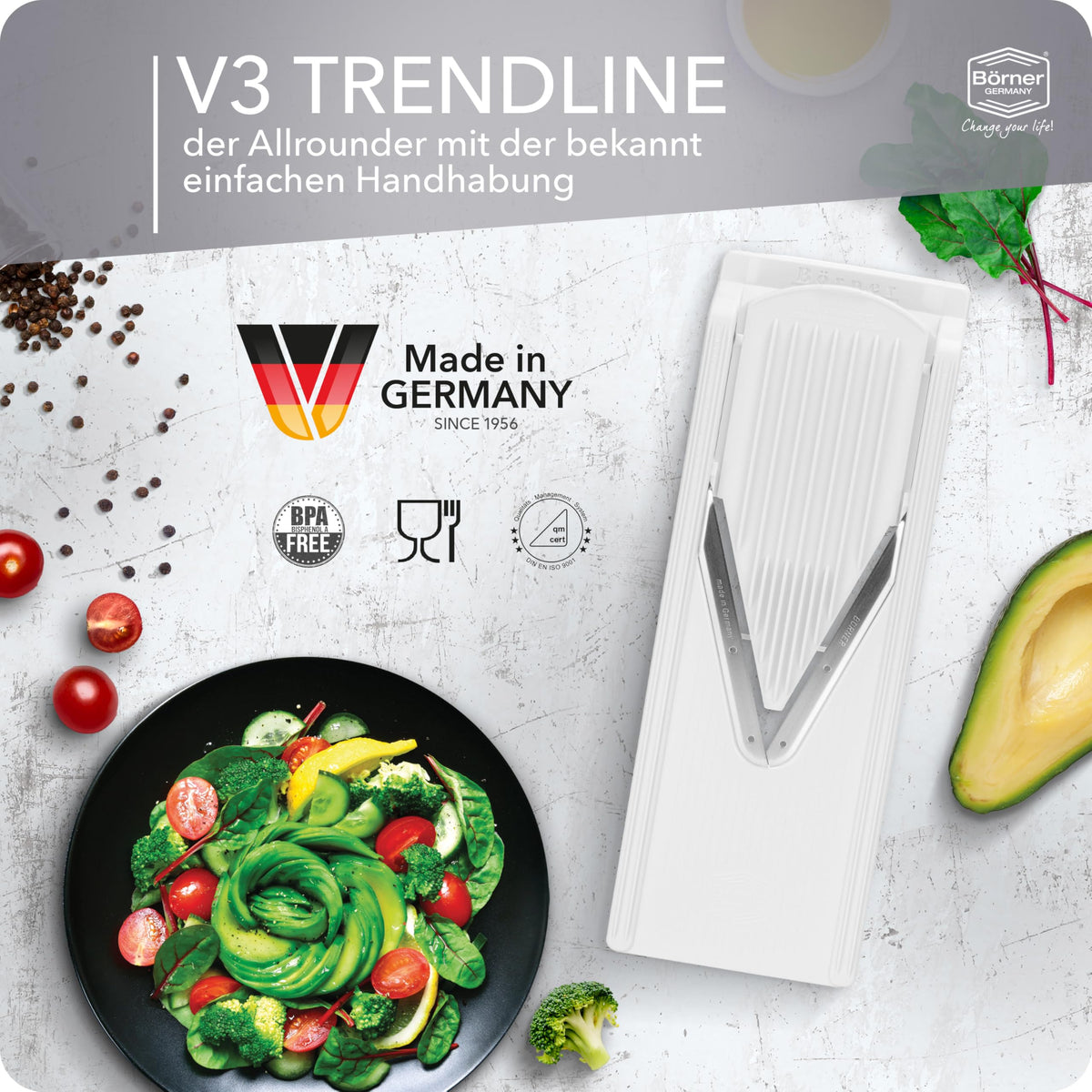 Two inserts offering precise thickness and julienne options