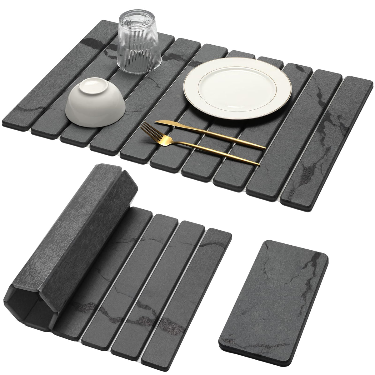 Bornerwhite large stone drying mat 24x16 keeps countertops dry after dishwashing.