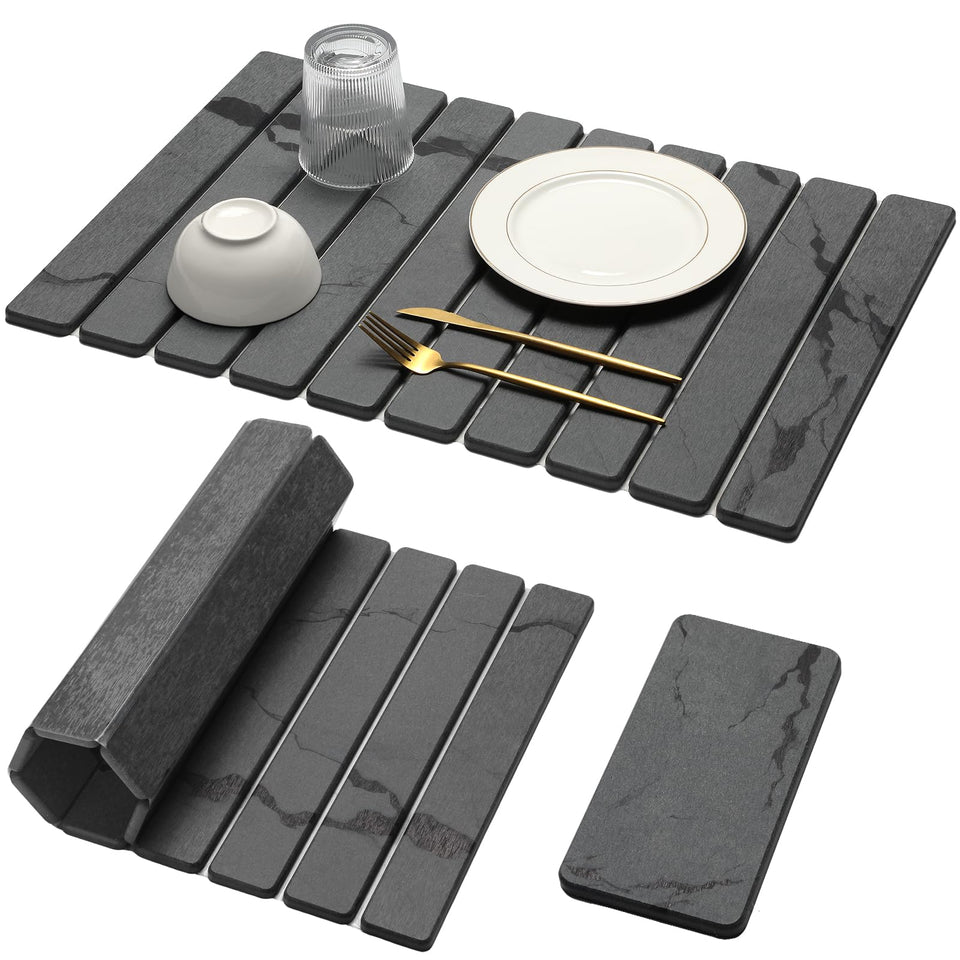 Bornerwhite large stone drying mat 24x16 keeps countertops dry after dishwashing.