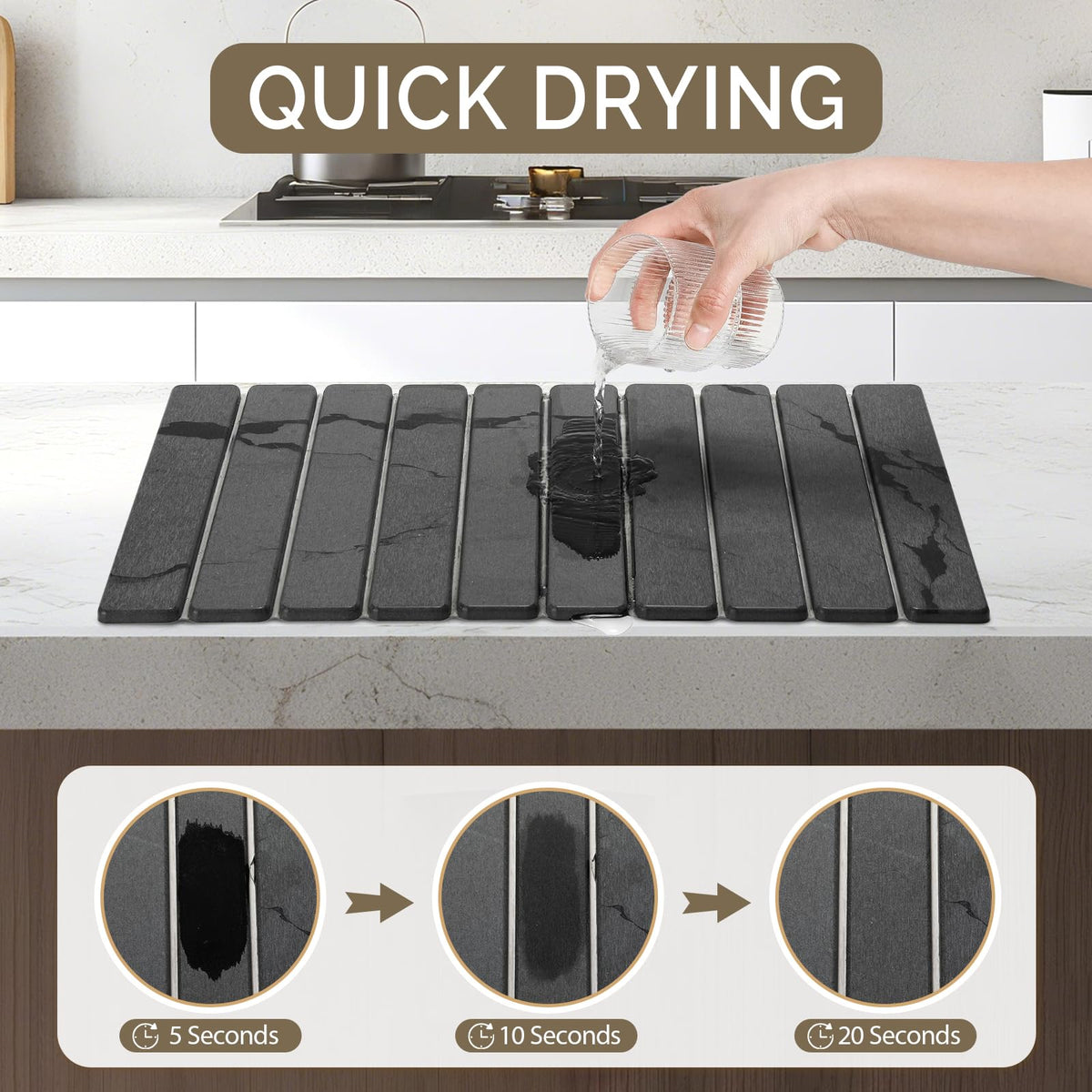 Bornerwhite roll-up drying mat saves space in small kitchens.