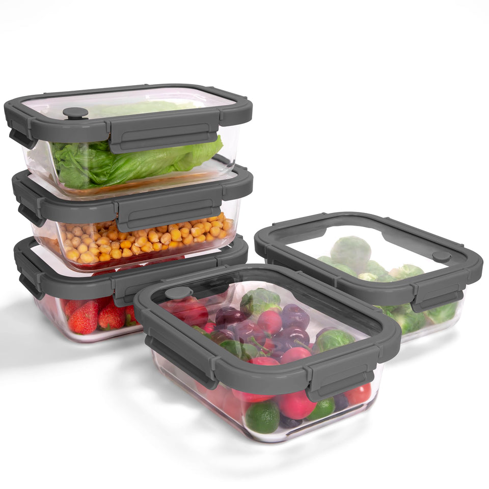BOROHOUSE borosilicate glass container with 4.4 cup capacity, ideal for meal prep.