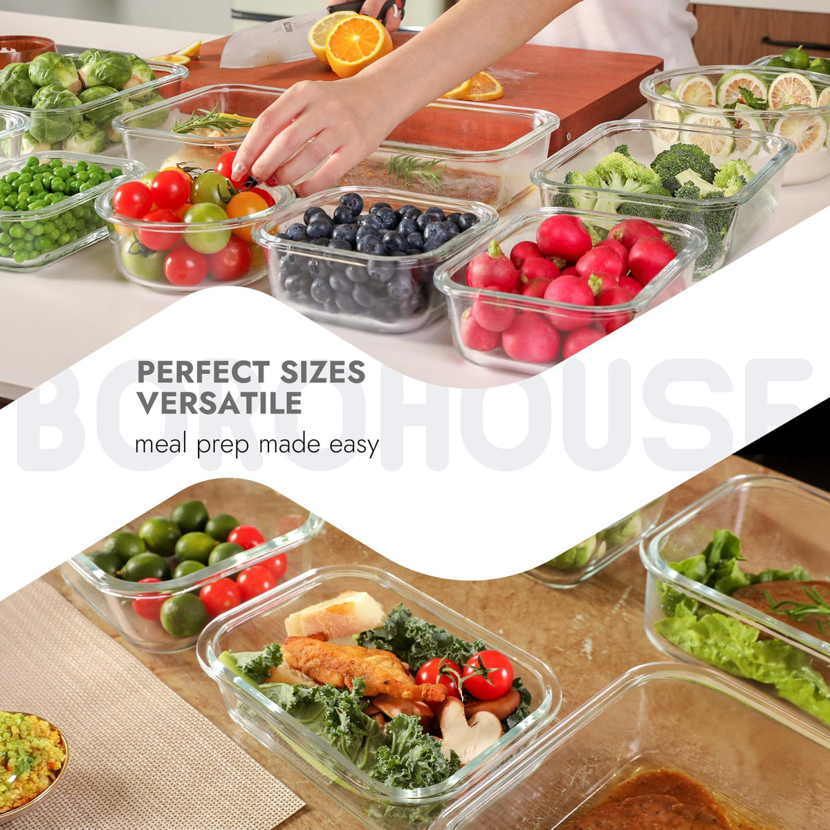 BOROHOUSE dishwasher-safe glass and lids simplify cleanup after meals.