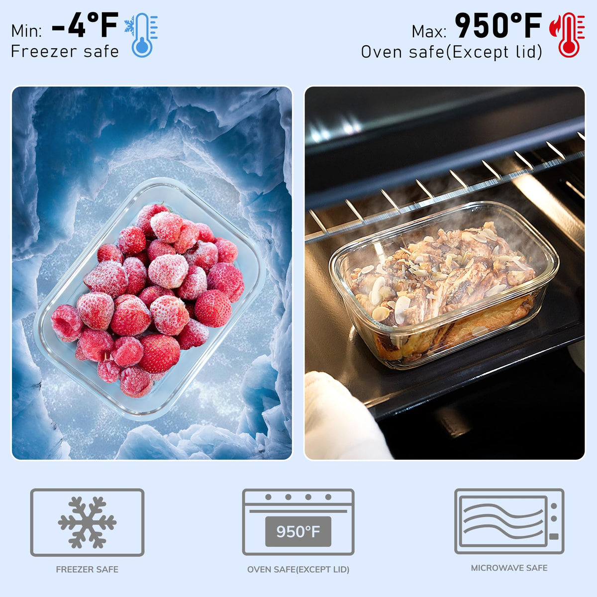 BOROHOUSE microwave-safe set heats evenly for quick reheats.