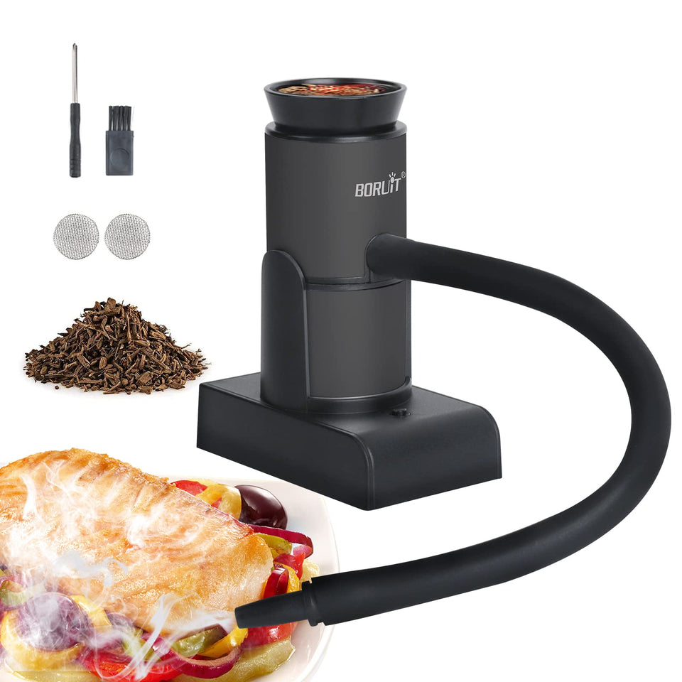 BORUIT Smoking Gun Cocktail Smoker compact design delivers quick smoky aroma to cocktails.