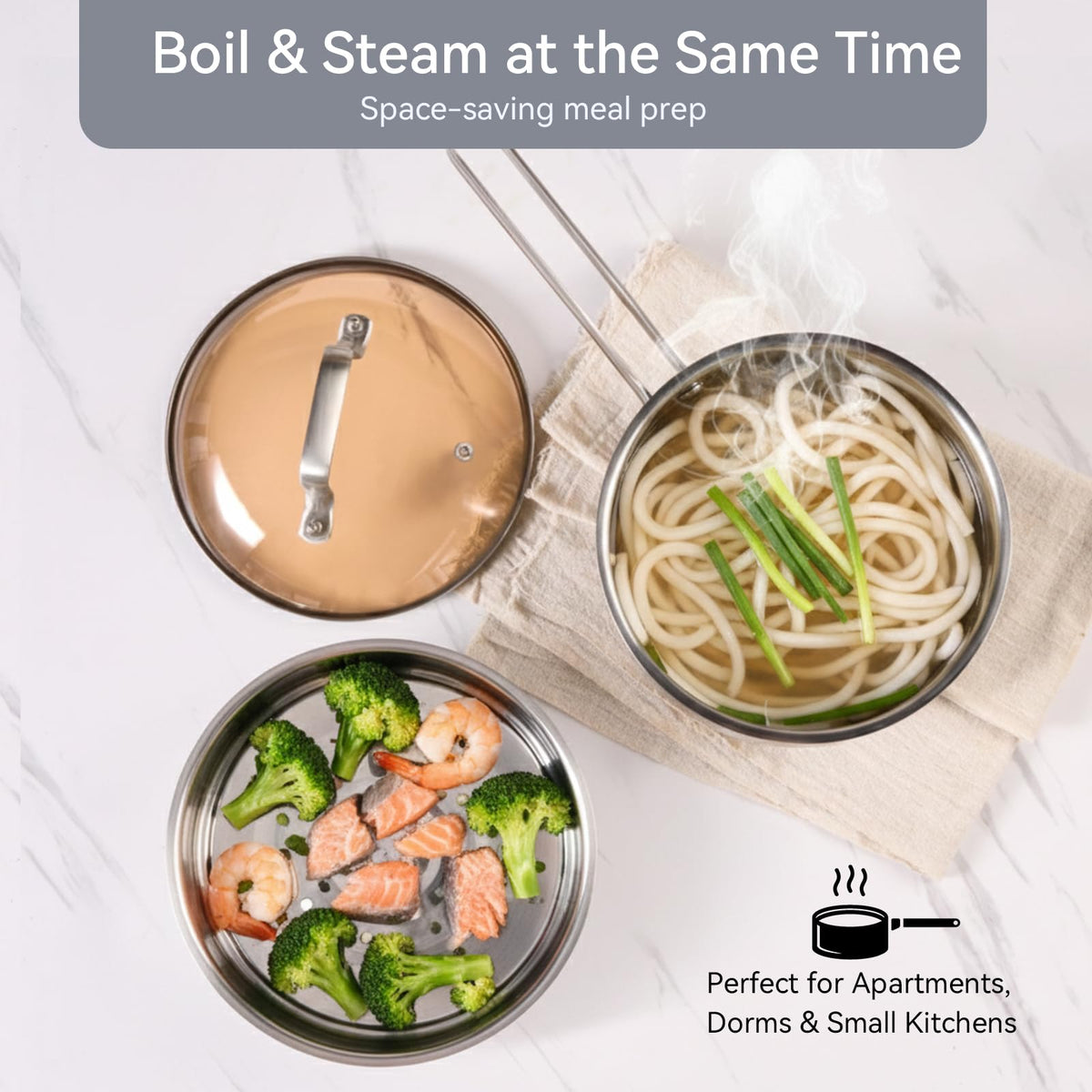 Boryenty induction-compatible saucepan works on induction, gas, electric, and glass stoves.