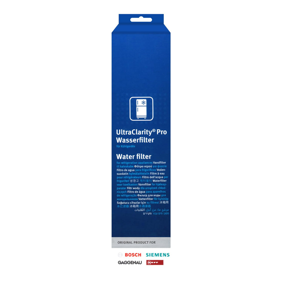 Bosch Ultra Clarity Pro water filter in box ready for quick home installation.