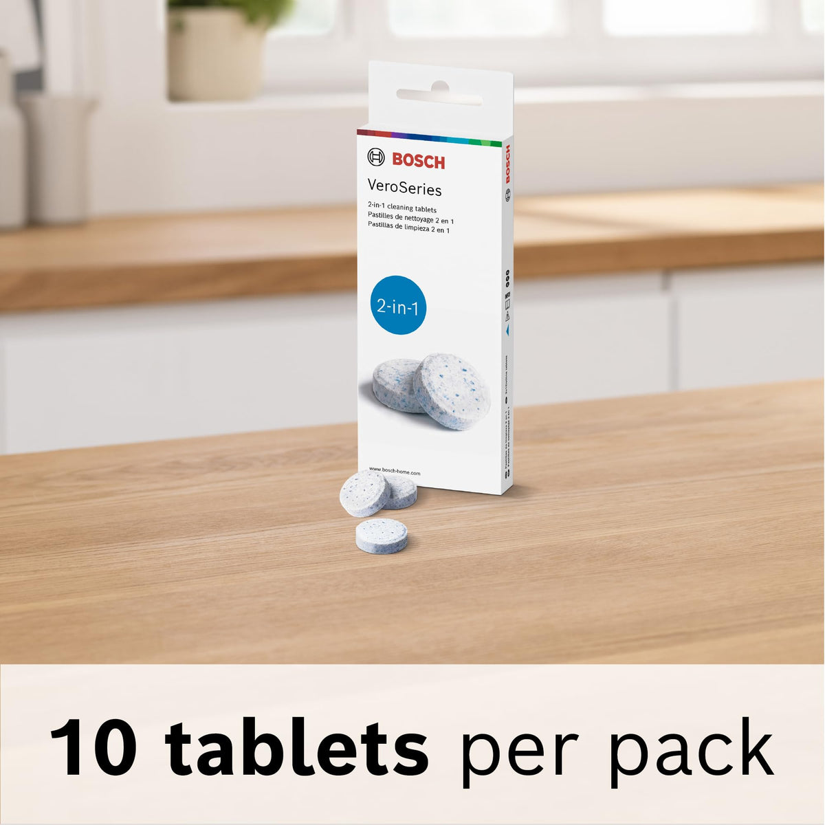 Bosch VeroCafe phosphate-free label emphasizing safer appliance care.
