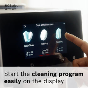 Bosch VeroCafe tablets in-use image showing cleaning of machine pipes and tubes.