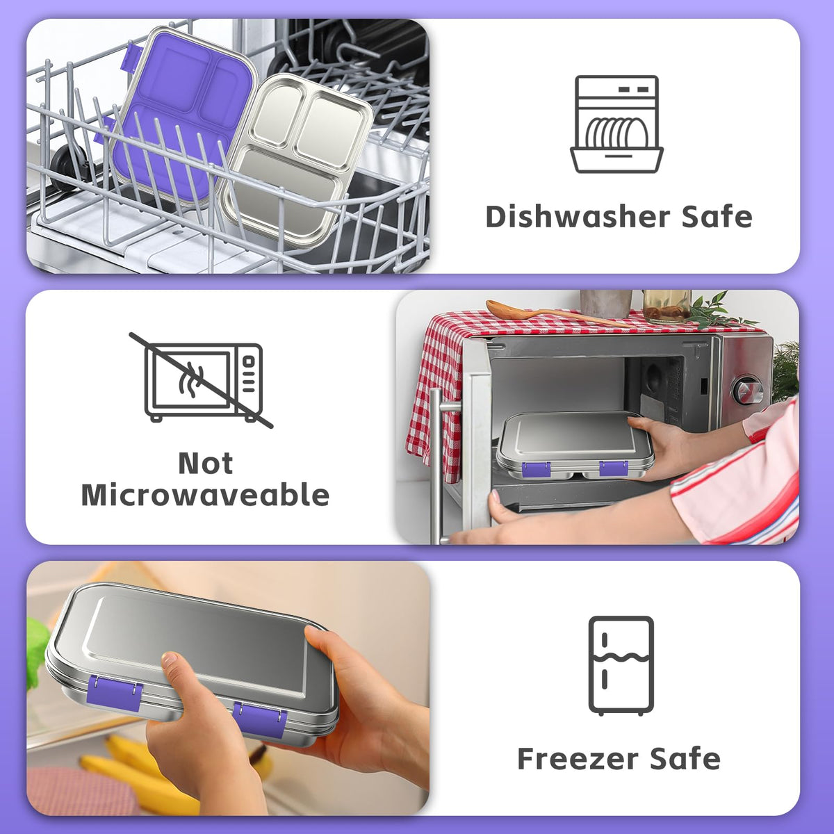 BOSEDSANG stainless lunch box is top-rack dishwasher safe for easy cleanup.