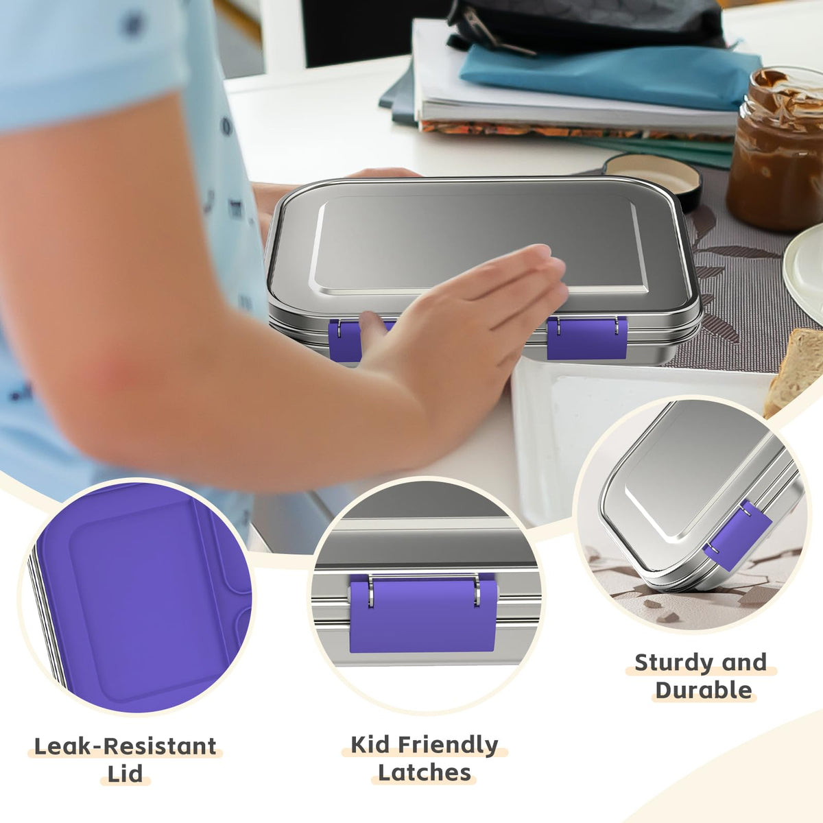 BOSEDSANG lunch box lock closure prevents leaks during commutes and picnics.