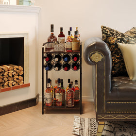 Bosimeca bar cart-style cabinet enables flexible serving during gatherings.