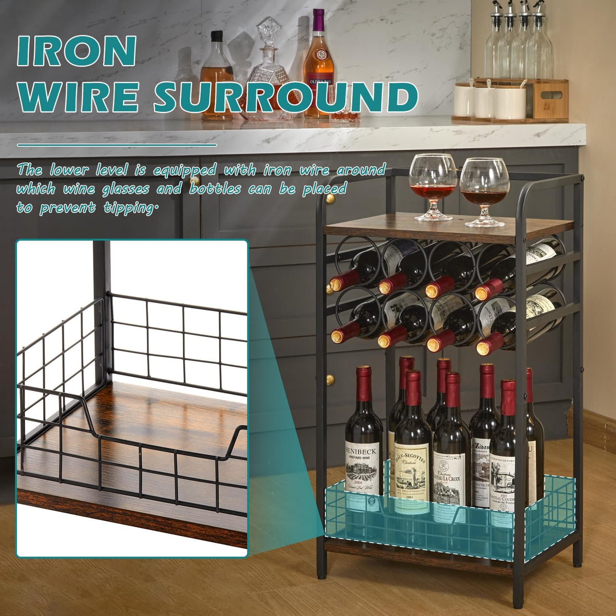 Bosimeca freestanding cabinet offers versatile display and storage options.