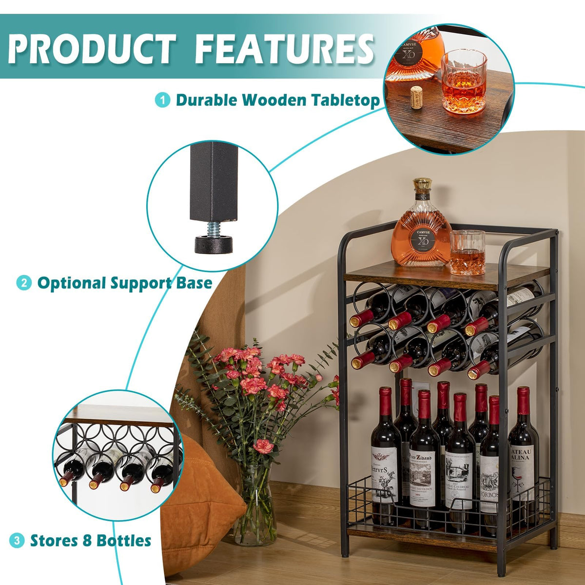 Bosimeca 3-tier storage helps organize entertaining essentials.