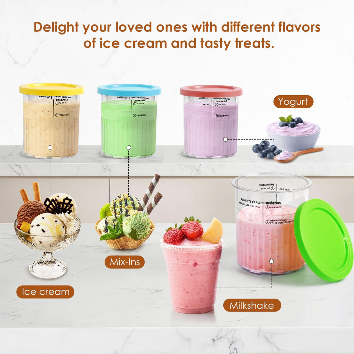 Bosizhang Creami Deluxe yellow lid pint with secure seal for freshness