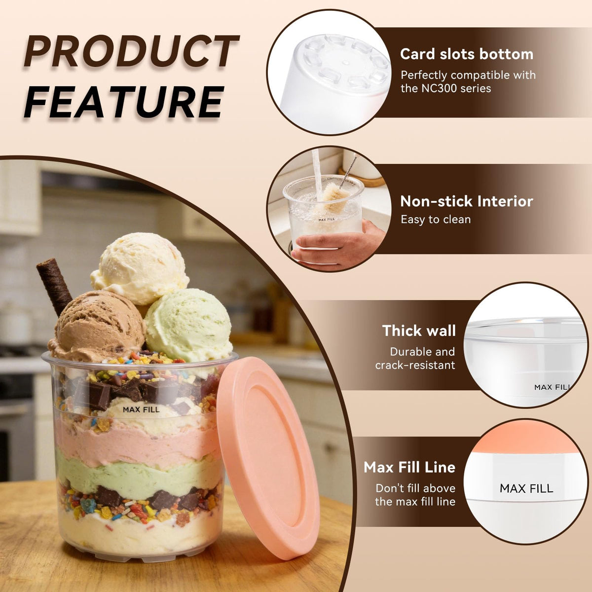Bosizhang stackable pint design helps organize the freezer neatly.
