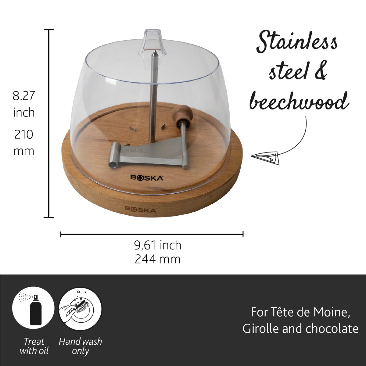 Oak wood base of BOSKA Amigo curler adds warmth to setup