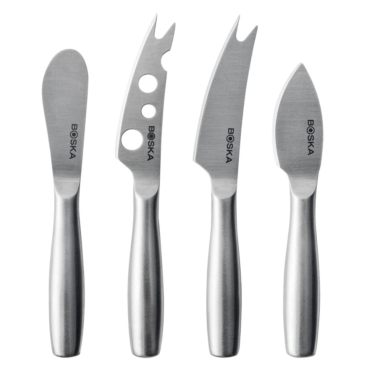 Boska four-piece cheese knife set for soft cheeses, smooth slicing.