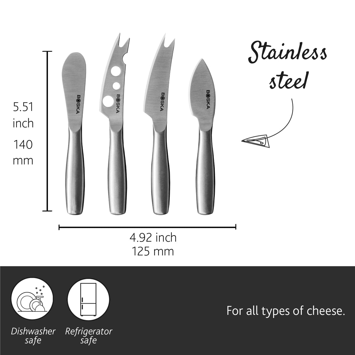 Boska spreader knife for spreadable cheeses and tasty dips.